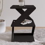 Hanah Home Mesa Auxiliar Albeni - Black, Tablero de Partículas Recubierto de Melamina, Múltiples Estantes, Color Negro